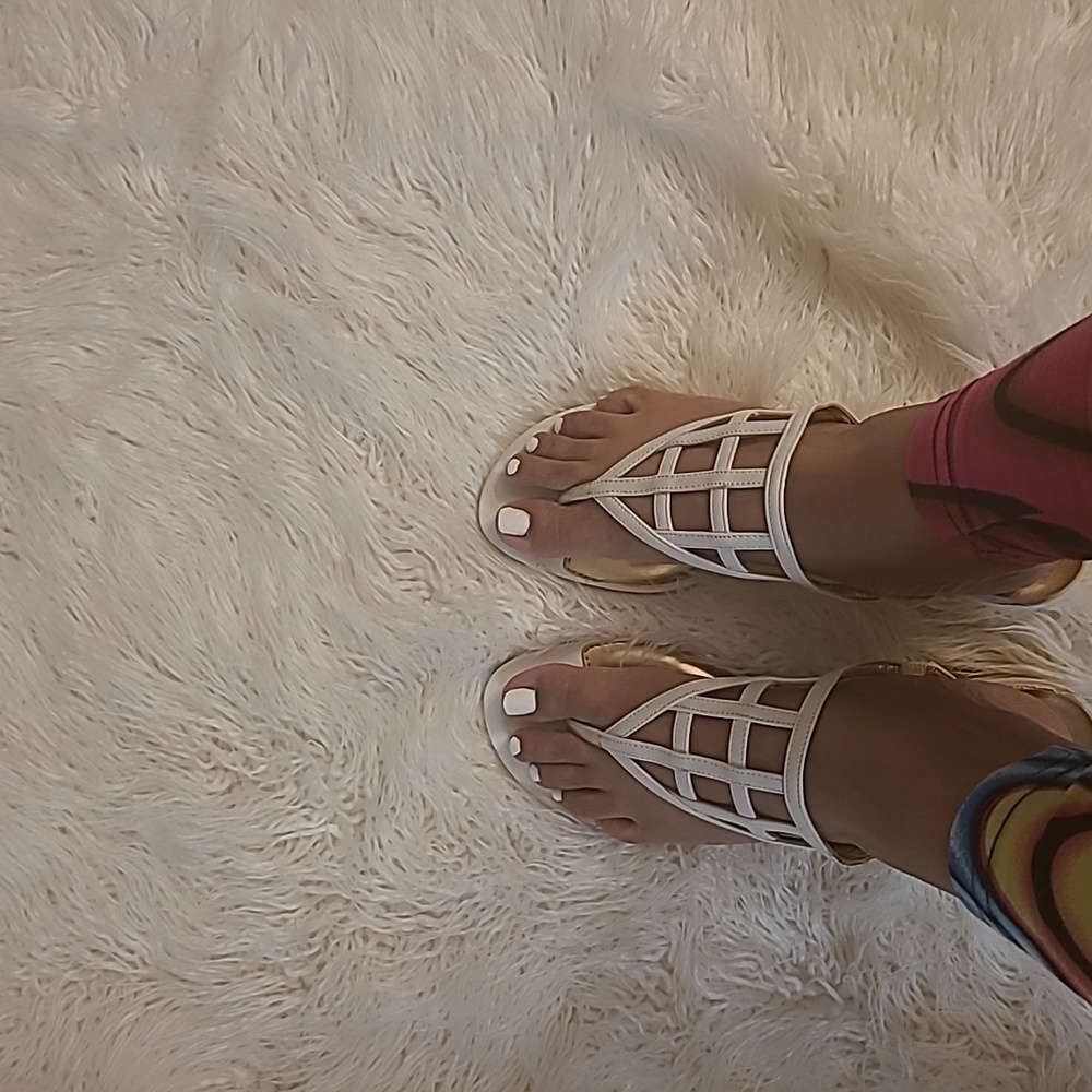 Off-white sandals with gold  trimming